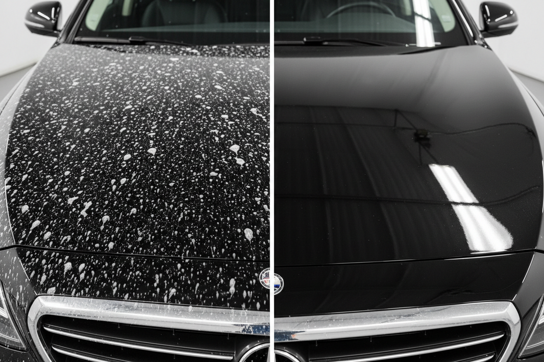 The Sprinkler Menace: Why Hard Water Spots Are Etching Your Paint (And How We Remove Them)