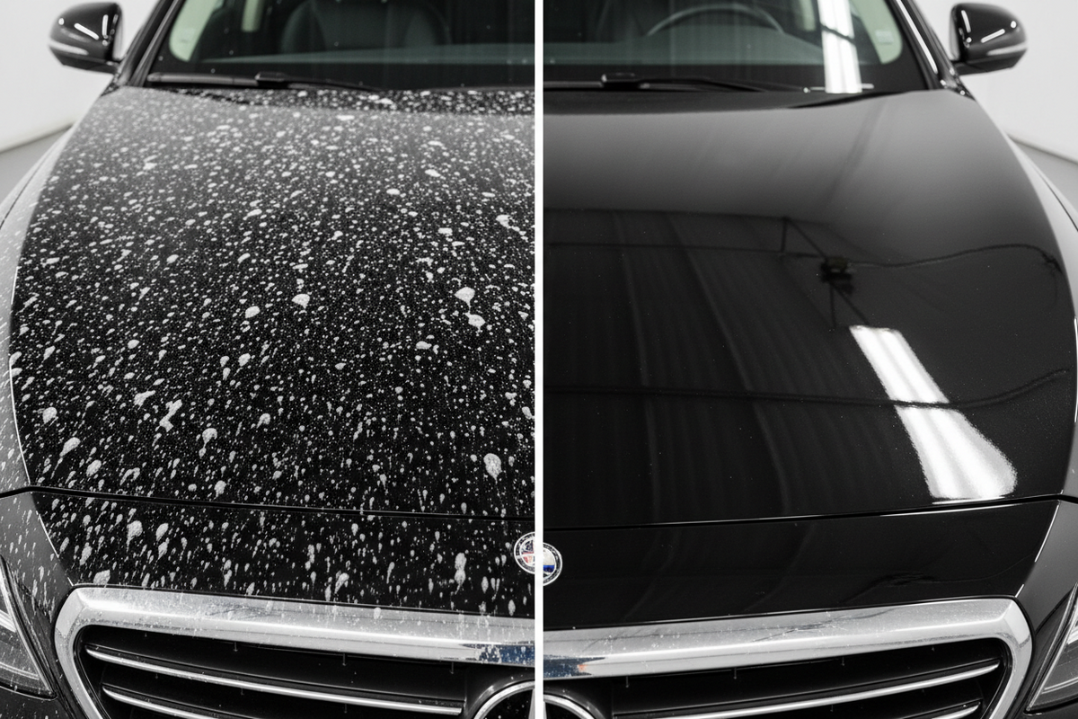 The Sprinkler Menace: Why Hard Water Spots Are Etching Your Paint (And How We Remove Them)