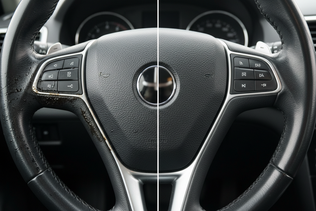 The Leather Illusion: Why Your Steering Wheel is Shiny (And How to Safely Clean It)